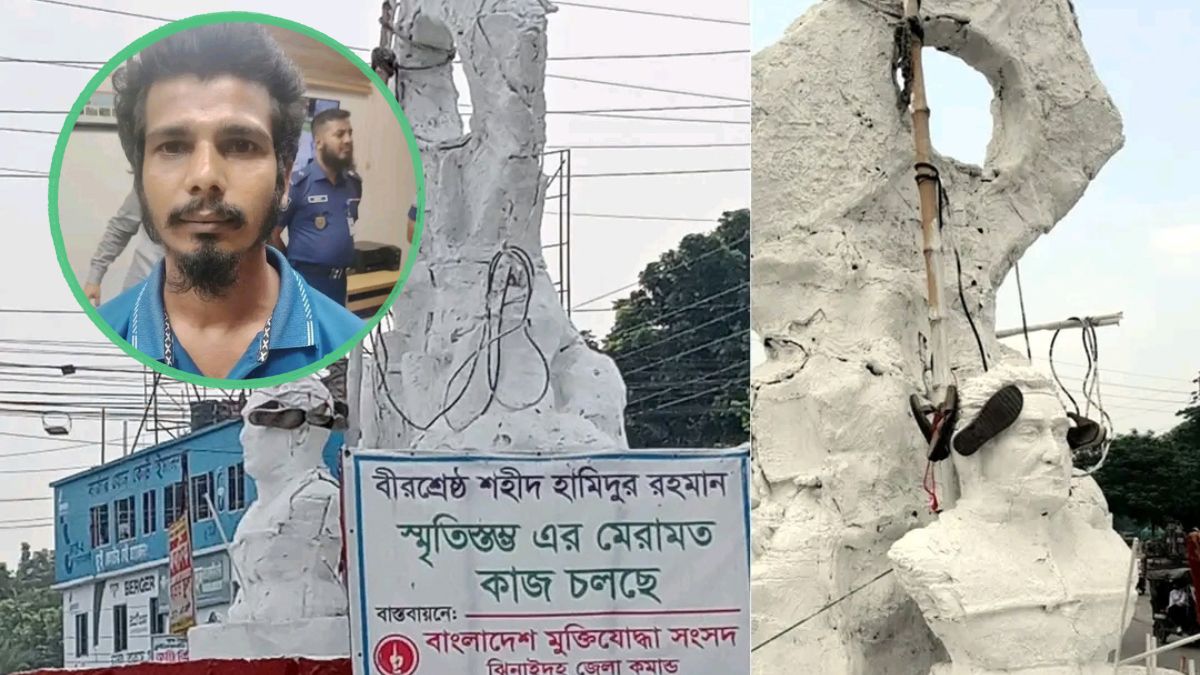 বীরশ্রেষ্ঠ হামিদুর রহমানের ভাস্কর্যে জুতার মালা, যুবক গ্রেপ্তার