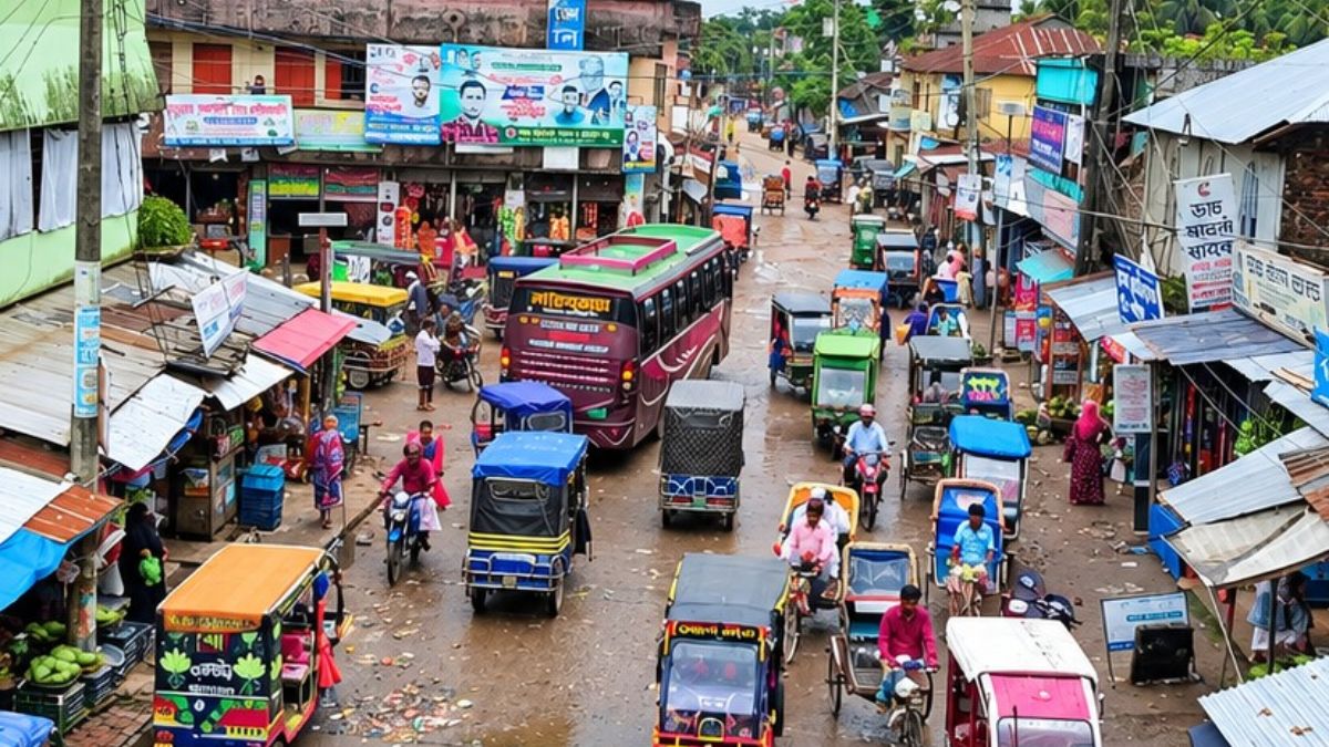 মির্জাগঞ্জে বাসস্ট্যান্ড নেই, মহাসড়কে বাস থামিয়ে যাত্রী তোলায় যানজট